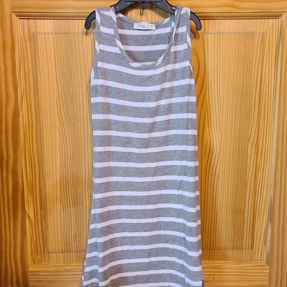 Pinc Premium Grey and White Striped Dress